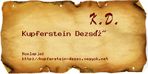 Kupferstein Dezső névjegykártya